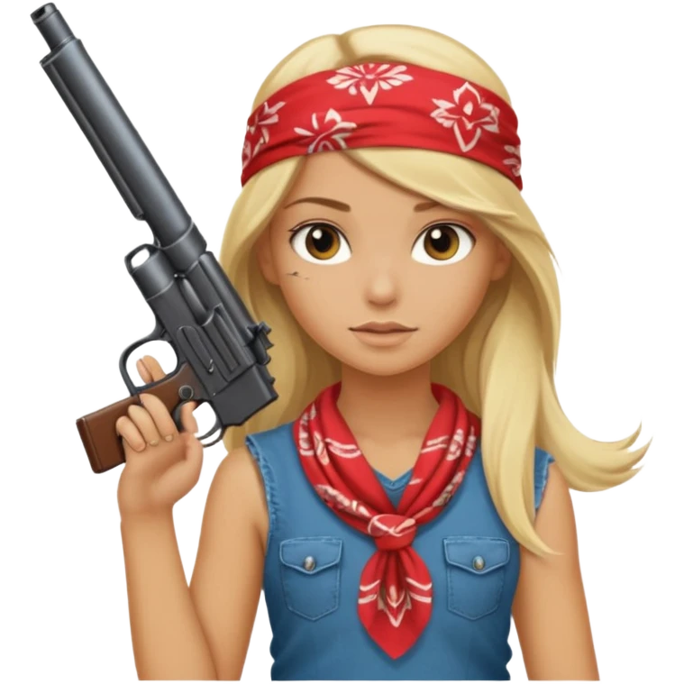 Beautiful blonde Long Hair Gangsta girl with a big gun emoji