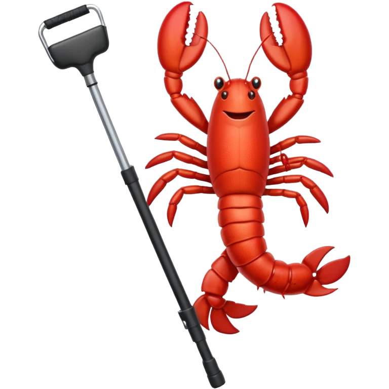 Lobster very happy jumping on pogo stick emoji