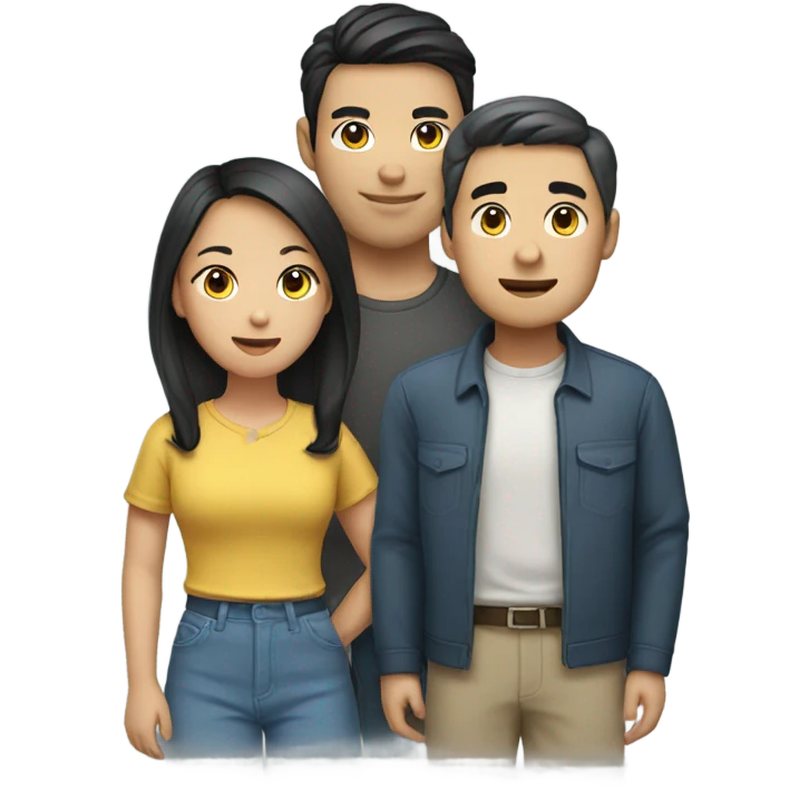An Asian girl and two asian men emoji