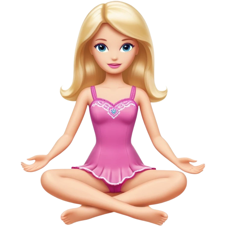 Barbie girl shows her feet with her hands emoji