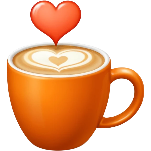 Coffee latte art in a clean orange-color mug emoji