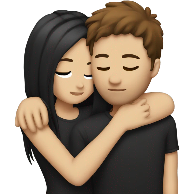 Emo couple hugging brown hair  emoji