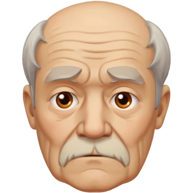 abuelo de pueblo serio y desconfiado. busto emoji