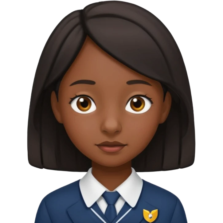 School uniform black girl. Right corner but more upturned nose emoji