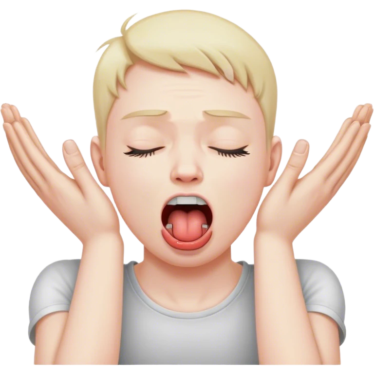 Person choking themselves with two hands crossed over eachother on their neck with their mouth wide open with their tongue sticking out and eyes closed shut emoji