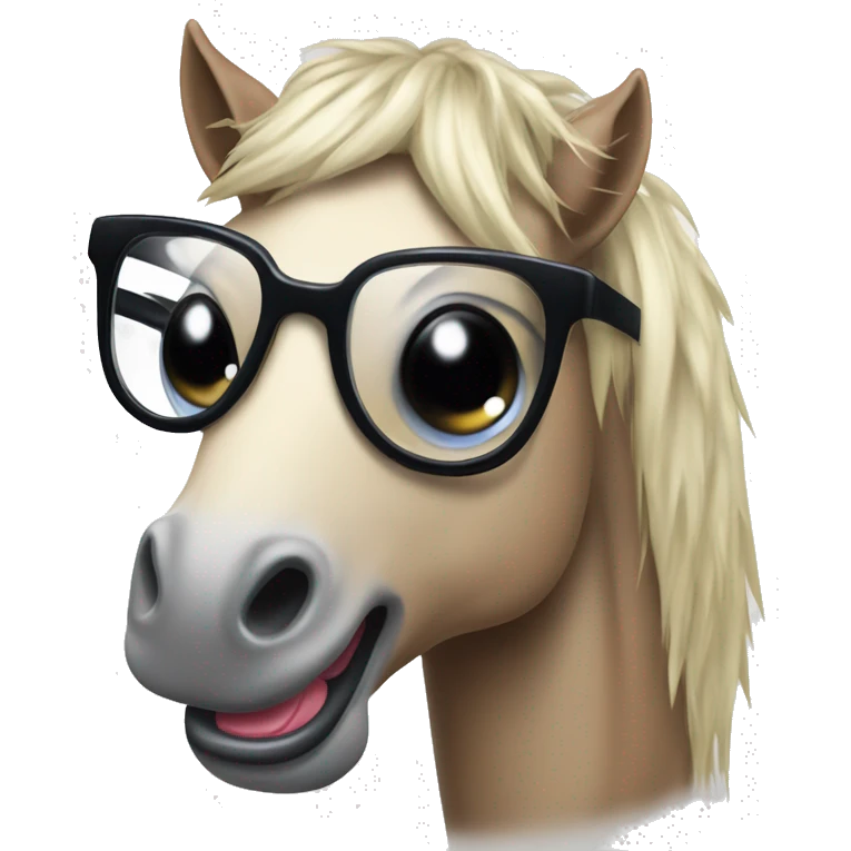Horse with glasses and tongue stinging out with rock n roll sign  emoji