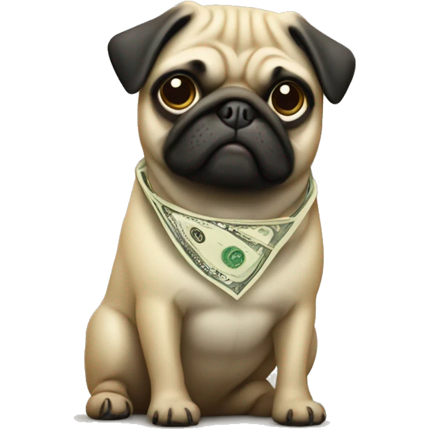 pug with dollar sign emoji