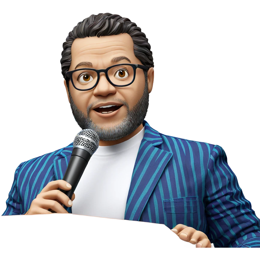 male vocalist in striped shirt emoji