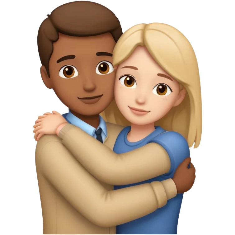 Two persons who are hugging each other woth love  emoji