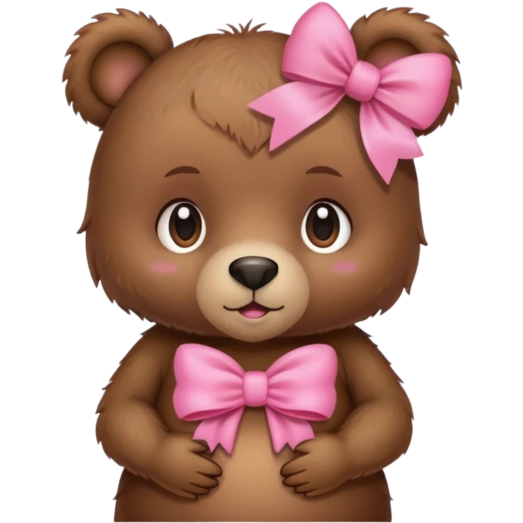 a pregnant girl bear with a pink bow emoji