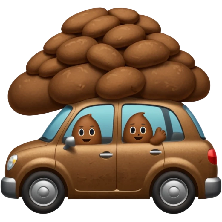 caca qui conduit une voiture  emoji