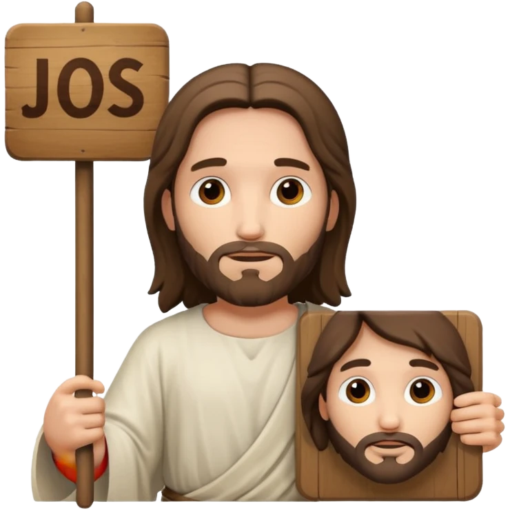 Jésus avec une pancarte dans ses mains dans ses mains emoji