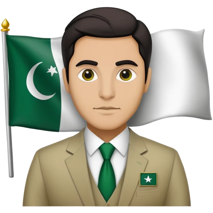 Pakistani diplomat in formal attire with Pakistan flag pin on lapel emoji