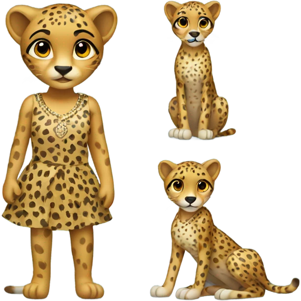 Cheetah with dress emoji