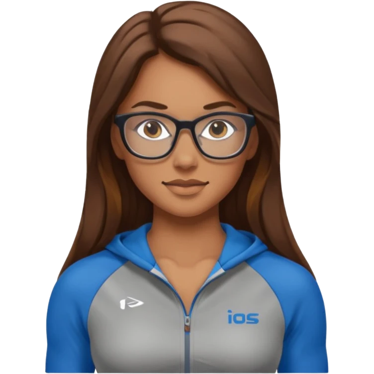 Mujer fitness con lentes y cabello largo emoji