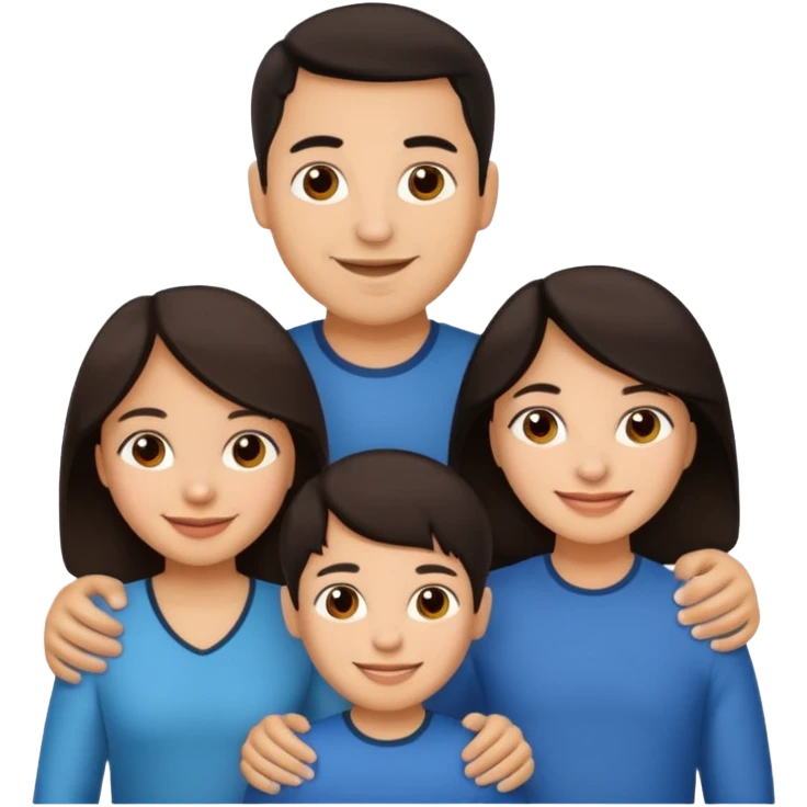 Light skin dark hair, Hispanic family of 6 emoji