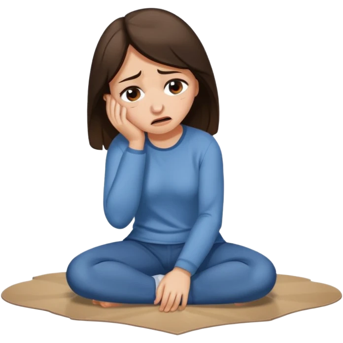 A brunette women crying on floor emoji