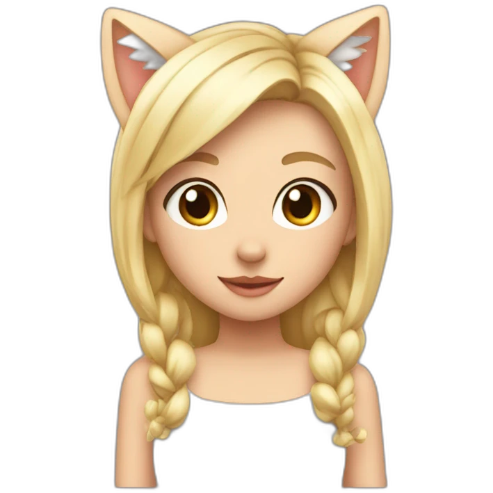 cute blonde girl with a white tail and cat ears emoji