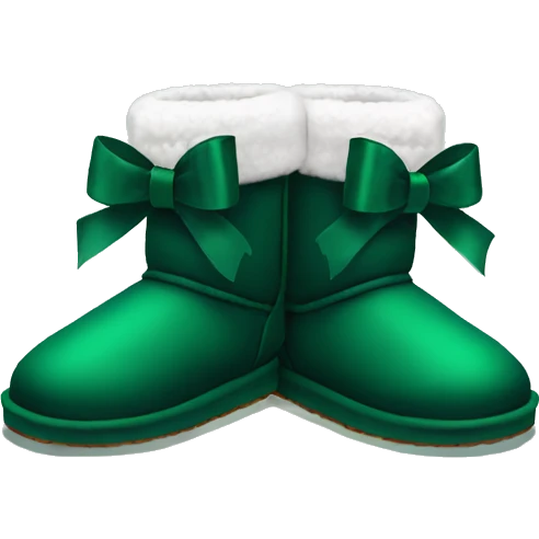 Dark green Ugg fur boots with dark green ribbon bows and silver buckle emoji
