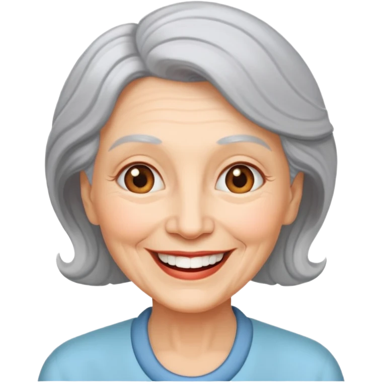 Older lady smiling big emoji