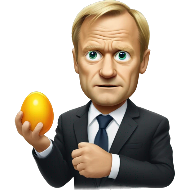 Donald Tusk with an egg in hand emoji
