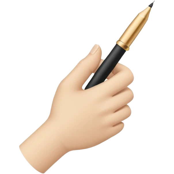 Symbol of a writing hand with a pen, minimalist design, beige color emoji