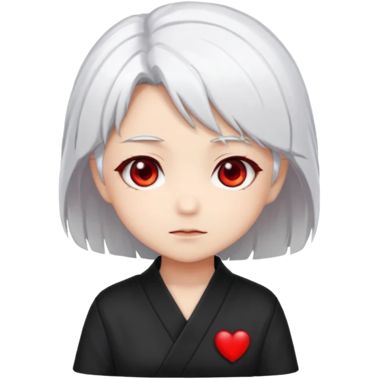 Anime, chibi, white hair, girl, red eyes emoji