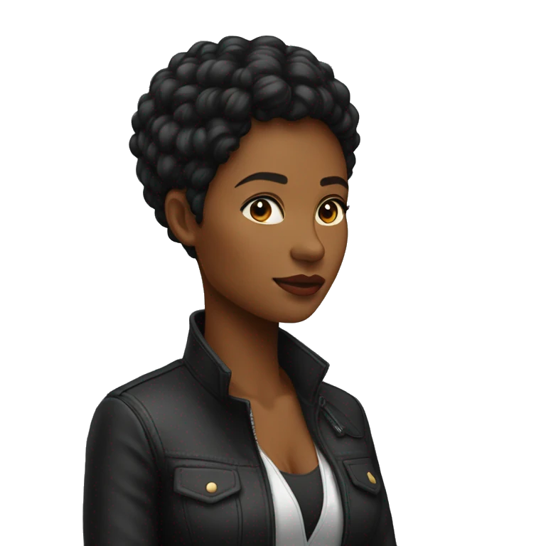 Femme noire avec veste et un micro  emoji