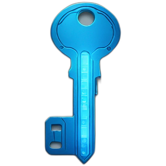 cyber metal key with blue light emoji