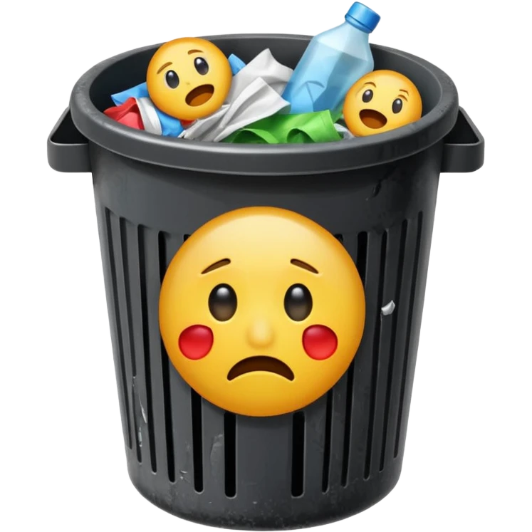 put an emoji into a trash bin. show just the emoji in a trash bin emoji