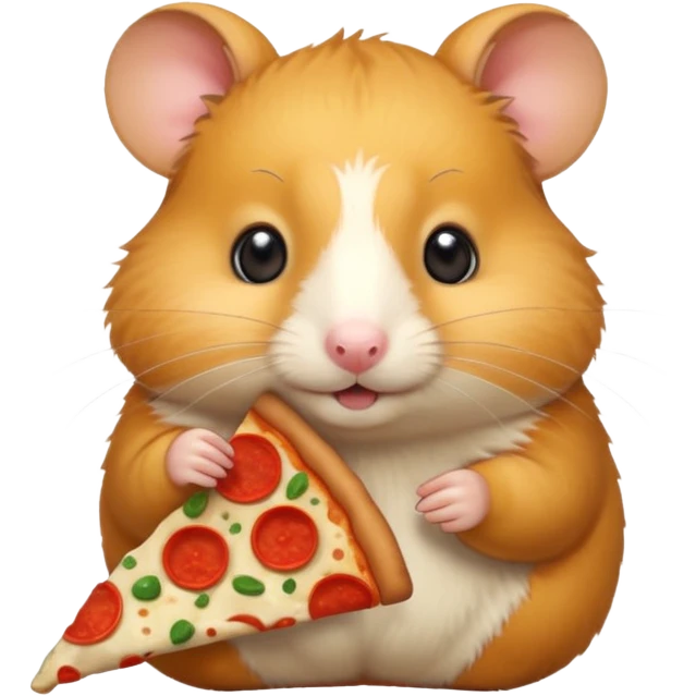 Golden hamster eating pizza emoji