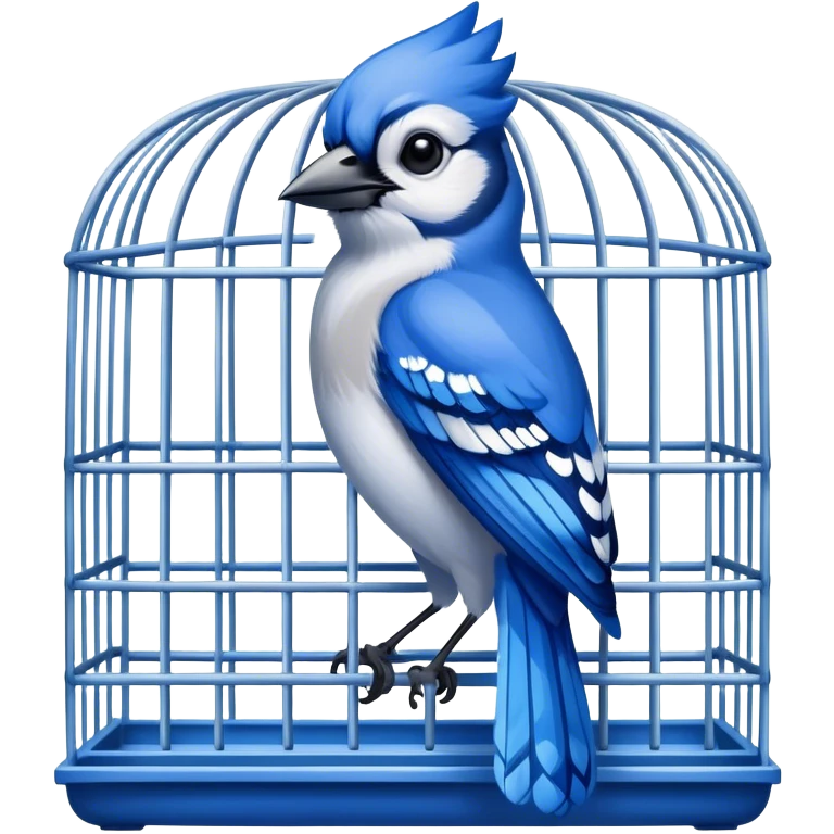 A bluejay in a cage  emoji