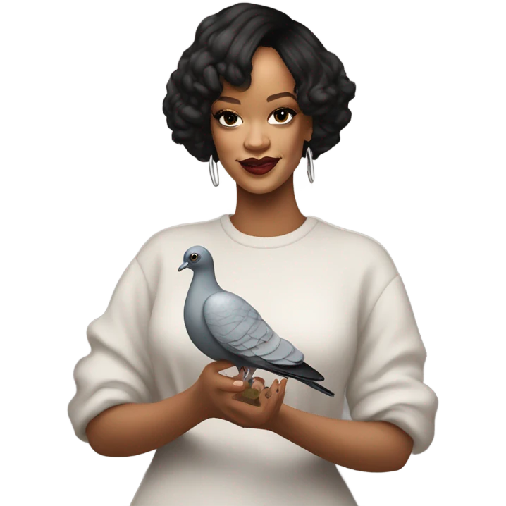 Rihanna with a pigeon  emoji