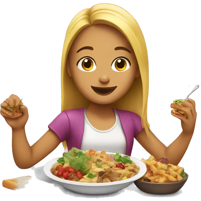 girl enjoying delicious food emoji