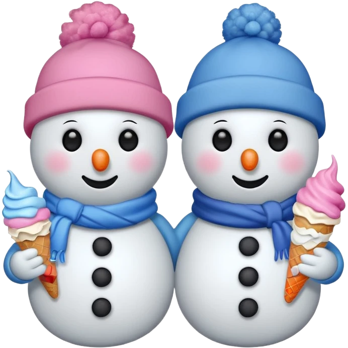 snowmen holding ice cream emoji