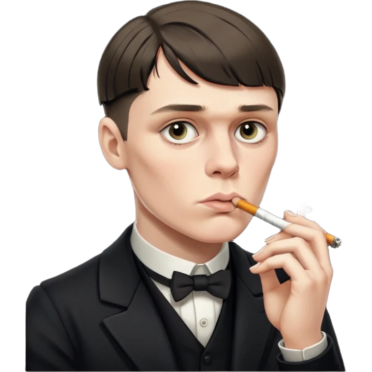 Tommy Shelby in black dress with a cig in his mouth and make his face exact  emoji