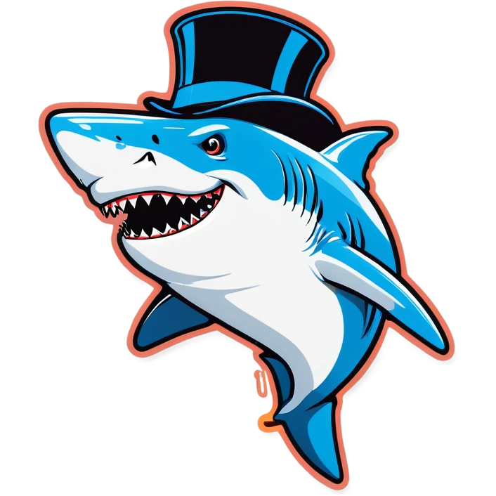 Shark with a top hat emoji