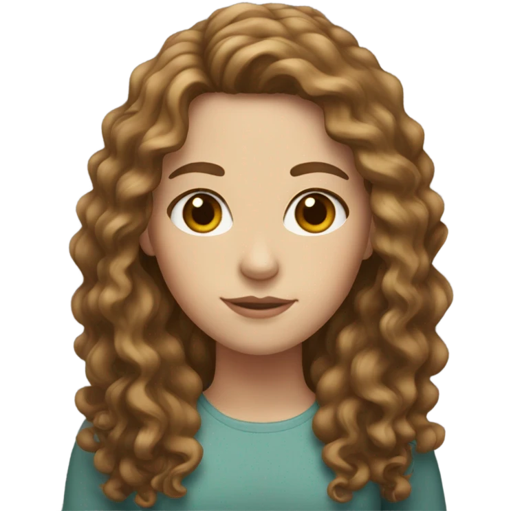 white girl with brown long curly hair emoji