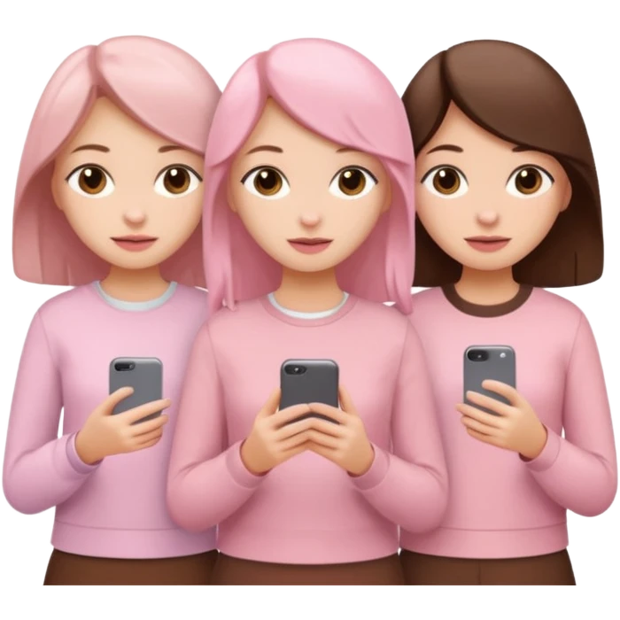 3 girlfriends with pastel pink and brown clothes emoji