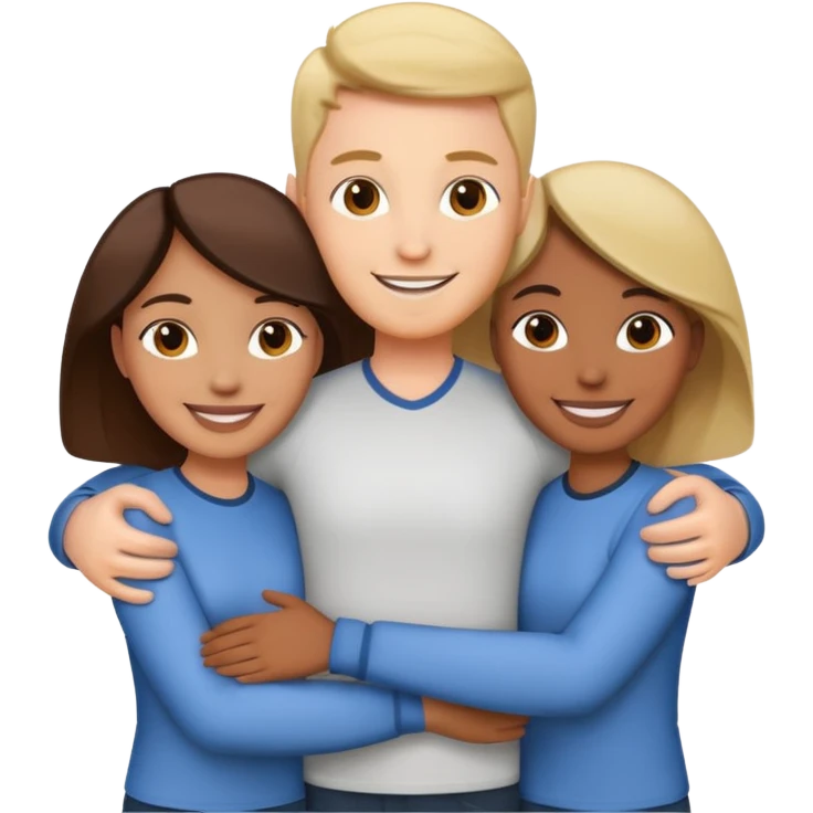 three people with arms around each other, symbolizing a loyal team emoji