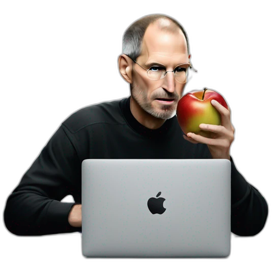 steve jobs eating an applelogo from a macbook emoji