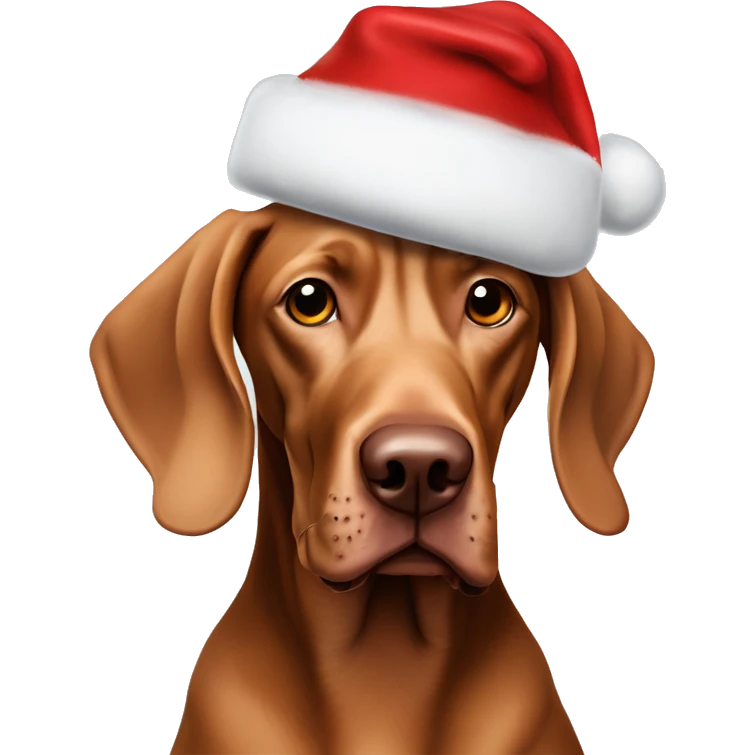 Vizsla Weimaraner Dog wearing christmas hat emoji
