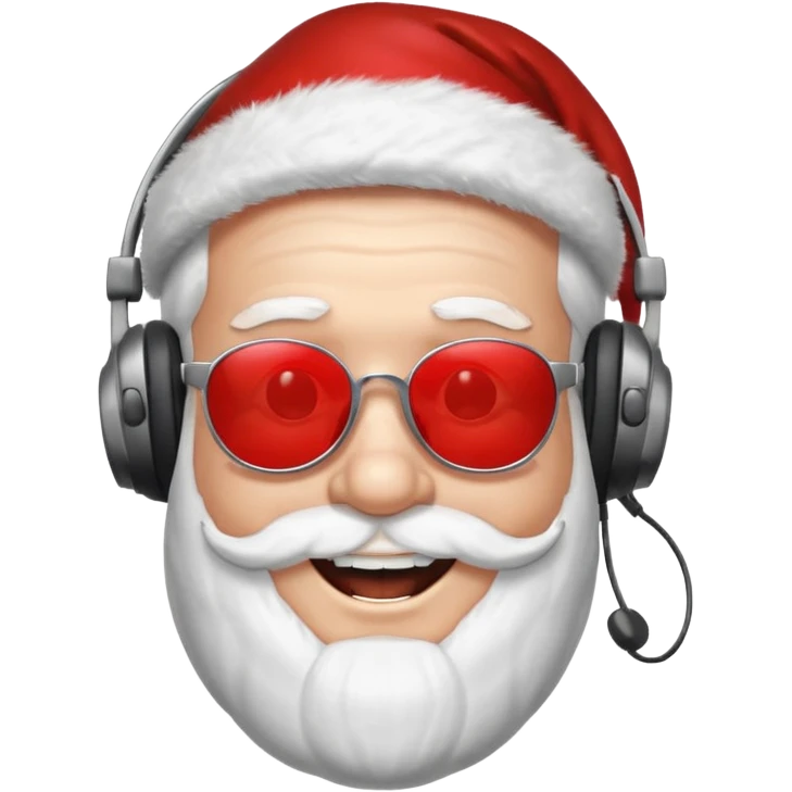 santa klaus with sunglasses with big smile with headphones emoji