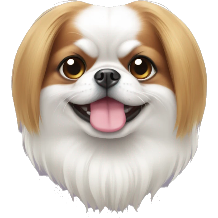japanese chin with an exaggerated smile emoji