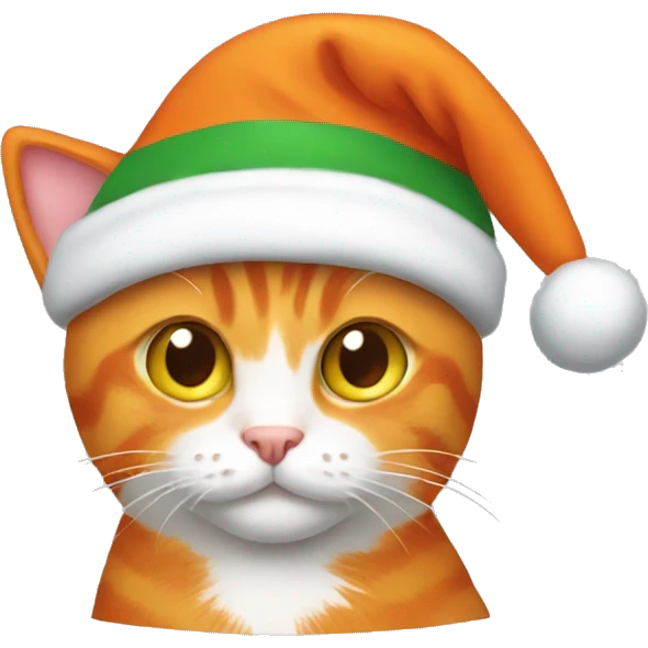Orange cat wearing a Christmas hat emoji