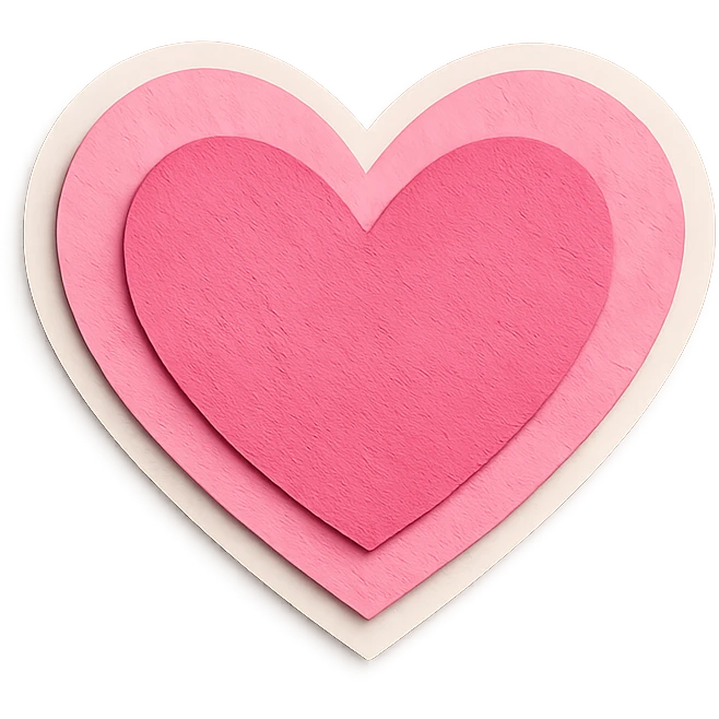 pink sticker layered look heart emoji
