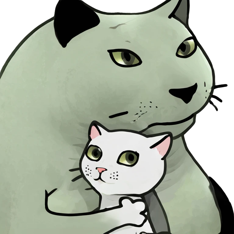 One big cat and one small cat hugging emoji