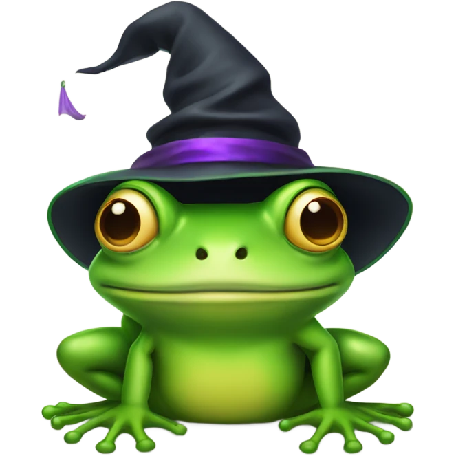 green frog with witch hat emoji