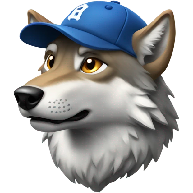 Wolf head wearing a baseball cap emoji