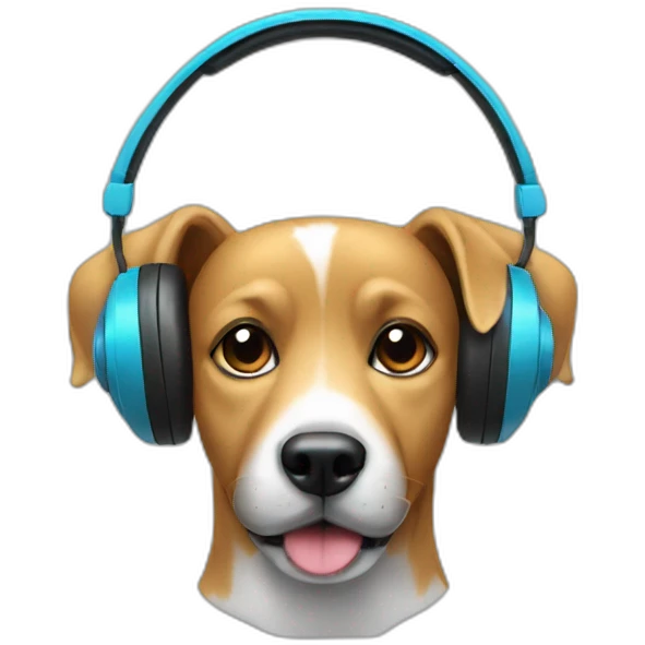 Dog listens to music with headphones emoji